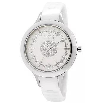 NATURALLY JOJO 璀璨雪花晶鑽陶瓷腕錶-銀