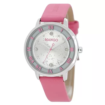 MANGO 靜謐星河晶鑽時尚腕錶-粉紅x桃紅