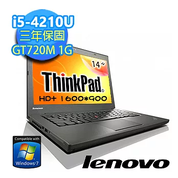 【Lenovo】ThinkPad T440 20B6A06LTW 14.1吋專業商務筆電 (i5-4210U/4G/1G獨顯/500G/Win7 Pro)