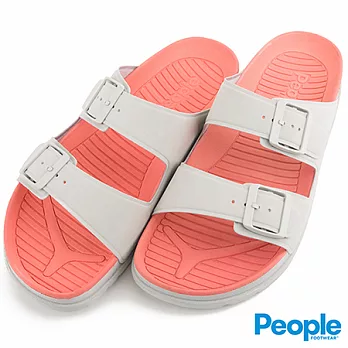 PEOPLE LENNON經典雙帶涼鞋款(女)4冷灰x木瓜紅