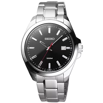 SEIKO 新世代理想日期都會腕錶-黑x銀