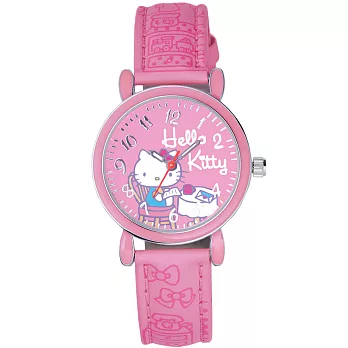 Hello Kitty 午茶時光俏麗腕錶-桃紅