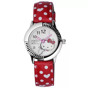 Hello Kitty 雲點朵朵俏麗腕錶-紅