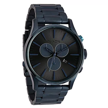 NIXON The SENTRY CHRONO 藍調搖滾潮流運動腕錶-藍黑