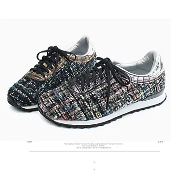 ezwalking{韓國女鞋}花昵蛇紋運動鞋-黑、紅