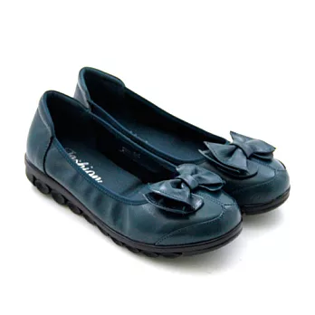 ◤Green Phoenix◥簡約素面蝴蝶結娃娃鞋24.5藍色