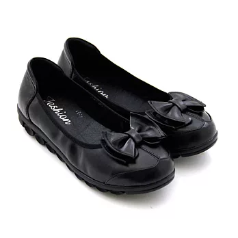 ◤Green Phoenix◥簡約素面蝴蝶結娃娃鞋23黑色