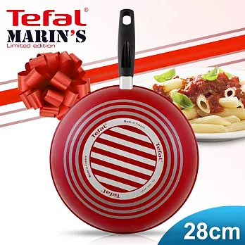 【Tefal】法國特福緞帶紅系列28CM不沾小炒鍋