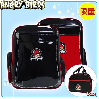 【Angry Birds】憤怒鳥 書包+便當袋-高級亮面護脊款(二色)氣質紅