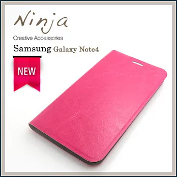 【東京御用Ninja】Samsung Galaxy Note4經典瘋馬紋保護皮套（桃紅色）