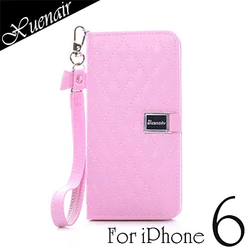 Xuenair Apple iPhone 6 4.7吋側翻式菱格紋保護套粉紅