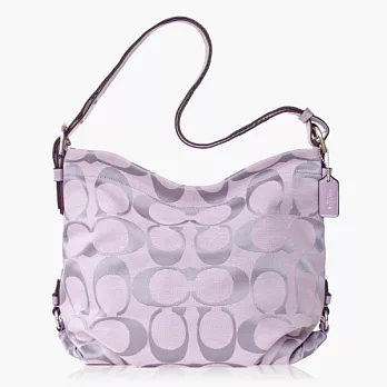 COACH織布皮飾邊可變換式斜背包_粉紫色