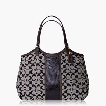 COACH實用型 織布手提/肩背托特包(大款)_卡其黑