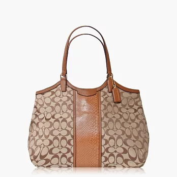 COACH實用型 織布手提/肩背托特包(大款)_卡其咖