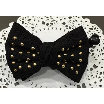 【Kelly凱莉正韓】韓國進口髮夾-鉚釘大蝴蝶結髮夾/髮飾/香蕉夾/(四色可挑選)黑色