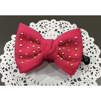 【Kelly凱莉正韓】韓國進口髮夾-鉚釘大蝴蝶結髮夾/髮飾/香蕉夾/(四色可挑選)桃紅