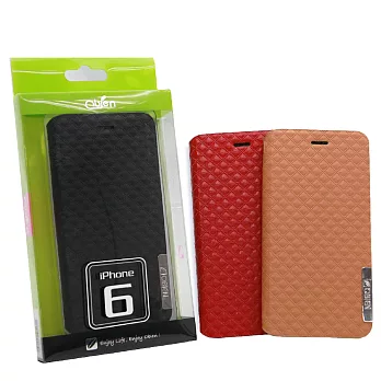 Obien 歐品漾 Apple iPhone 6 4.7吋 側翻式 菱格紋 皮質保護套紅