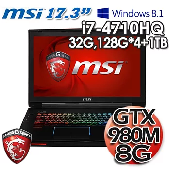 MSI 微星 GT72 2QE 17.3吋 i7-4710HQ 8G獨顯 Win8.1電競筆電(GT72 2QE-BB747132G1T0DB81M)