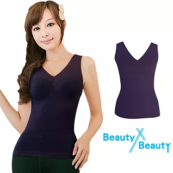 【Beauty x Beauty】美型纖體塑身/V領背心_180D機能款(深紫)