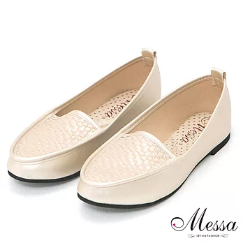 【Messa米莎】(MIT)英式時尚格紋中性樂福鞋36金色