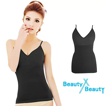 【Beauty x Beauty】美型纖體塑身/細肩帶背心_240D緊緻款M(黑色)