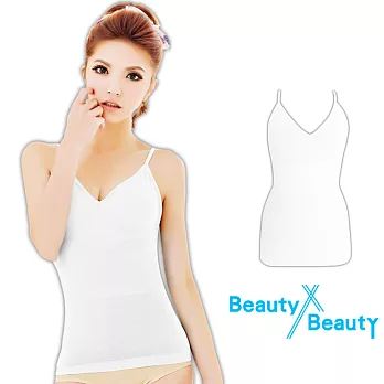 【Beauty x Beauty】美型纖體塑身/細肩帶背心_240D緊緻款M(白色)