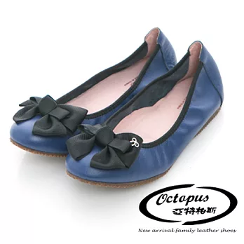Octapus瑰麗名媛柔軟牛皮娃娃鞋-時尚藍兒童款27時尚藍