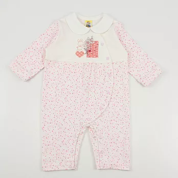 【愛的世界】MYBABY小兔與雲系列純棉長袖衣連褲-台灣製-80米白色