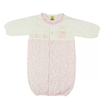 【愛的世界】MYBABY小兔與雲系列點點純棉舖棉長袖兩用嬰衣-台灣製-3M淺粉紅色