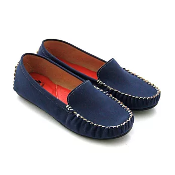 ◤Green Phoenix◥百搭絨布莫卡辛平底休閒鞋 22.5藍色