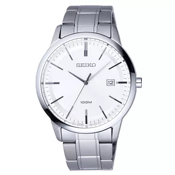 SEIKO 極致經典日期都會腕錶-銀(男)