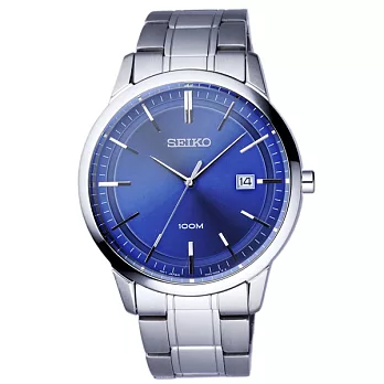 SEIKO 極致經典日期都會腕錶-藍X銀(男)