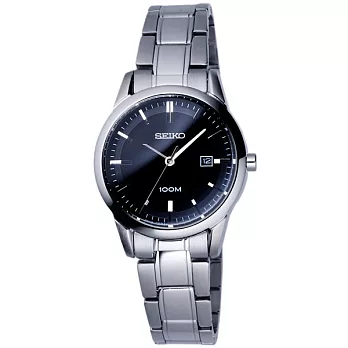 SEIKO 極致經典日期都會腕錶-黑X銀(女)