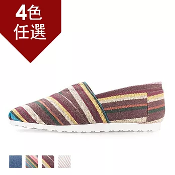 PLAYER 條紋抓摺風懶人鞋(KP93) - 共四色26 咖渲彩