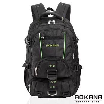 AOKANA奧卡納 台灣釦具 輕量防潑水護脊紓壓機能後背包 (綠/黑) 68-074