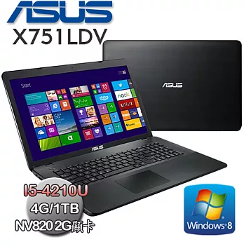 【ASUS】X751LDV 17.3吋 i5-4210U NV820 2G獨顯筆電黑