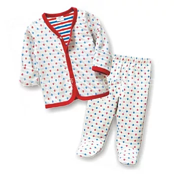 小童套裝 前開 前釦 反折袖 包手 包腳 上衣 外搭 長褲~(船錨套裝-白/藍色)3M白色