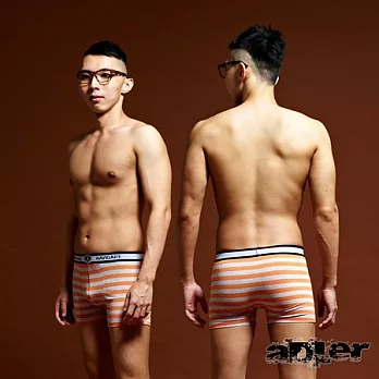 【Kiasma】簡約型男條紋平口褲(橘灰粗條)M橘灰粗條