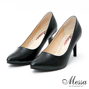 【Messa米莎】(MIT)優雅OL風內真皮尖頭高跟包鞋-三色35黑色