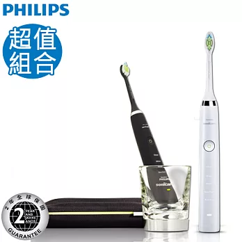 飛利浦 Sonicare DiamondClean音波震動牙刷HX9332(白鑽)+HX9352(黑鑽)超值組