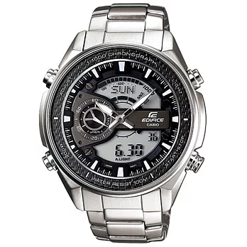 CASIO EDIFICE 馳騁炫風雙顯運動賽車錶(灰面)