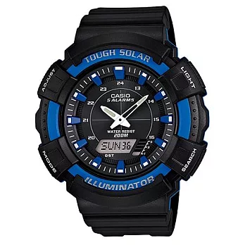 CASIO 超大錶徑太陽能裝置休閒運動腕錶-藍框-AD-S800WH-2A2