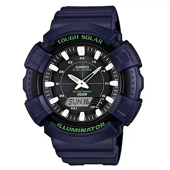 CASIO 超大錶徑太陽能裝置休閒運動腕錶-藍-AD-S800WH-2A