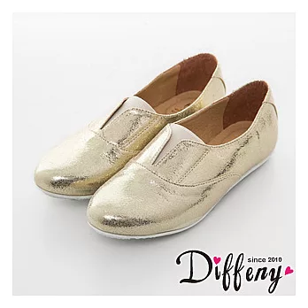 Diffeny 摩登前衛 MIT金蔥V口平底休閒牛津鞋37-金 37