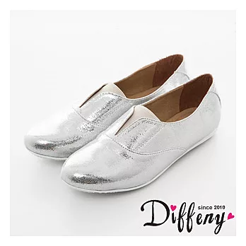 Diffeny 摩登前衛 MIT金蔥V口平底休閒牛津鞋35-銀 35
