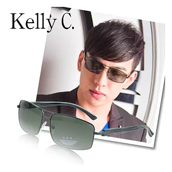 【Kelly C.】經典雷朋復古風格偏光太陽眼鏡-霧黑(9317) 黑框X綠鏡