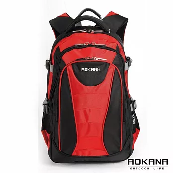 AOKANA奧卡納 台灣釦具 輕量防潑水護脊紓壓機能後背包 (紅/黑) 68-076