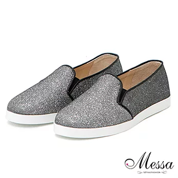 【Messa米莎】(MIT)率性金屬感內真皮平底樂福鞋-三色35灰色