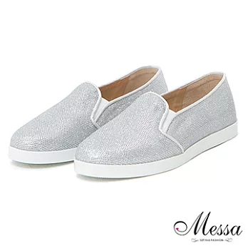 【Messa米莎】(MIT)率性金屬感內真皮平底樂福鞋-三色38銀色