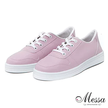 【Messa米莎】(MIT) 青春樂活感純色綁帶平底休閒鞋-三色35粉紅色